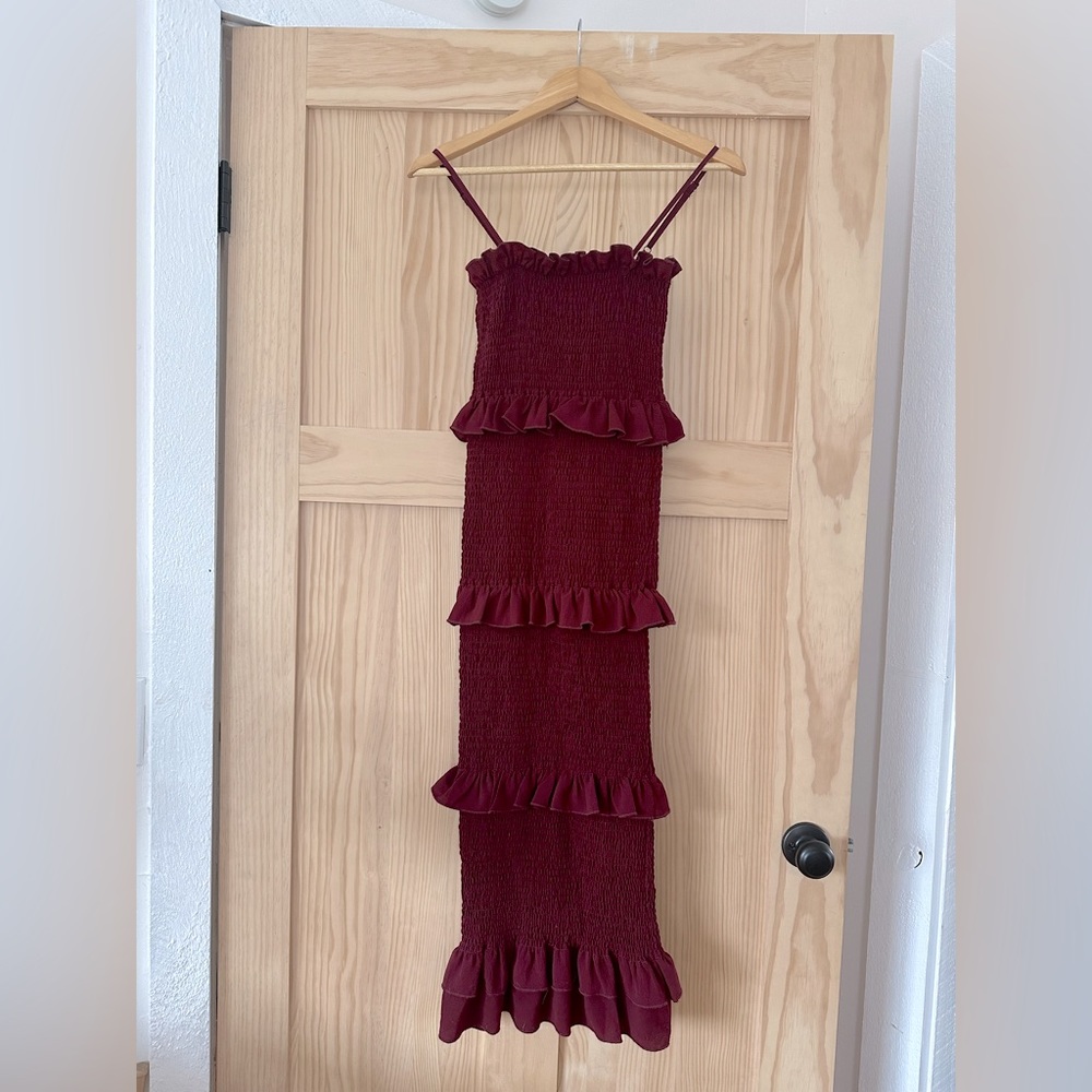 XS Maroon Red Ribbed Dress